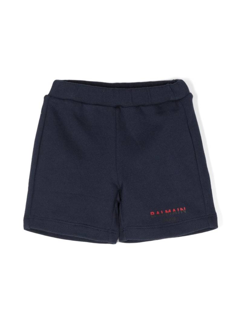 Balmain Kids logo-print cotton shorts - Blue von Balmain Kids