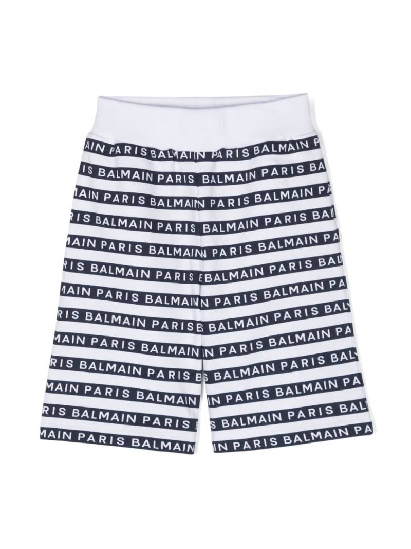 Balmain Kids logo-print cotton shorts - White von Balmain Kids