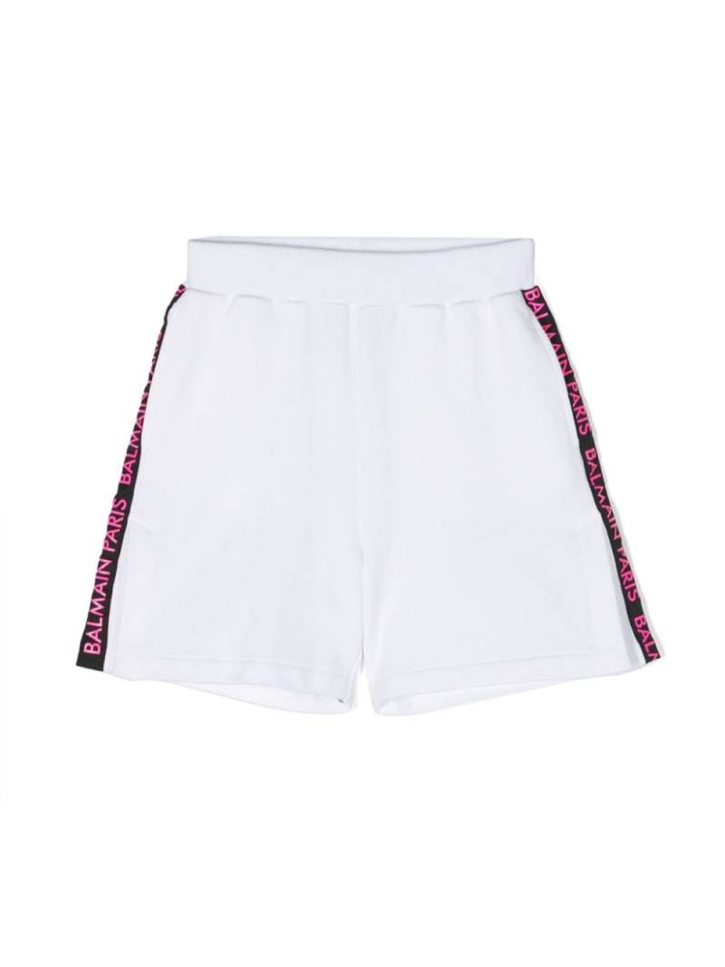 Balmain Kids logo-print cotton shorts - White von Balmain Kids