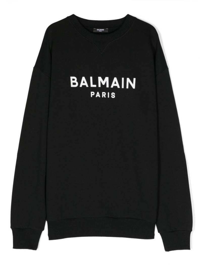 Balmain Kids logo-print cotton sweatshirt - Black von Balmain Kids