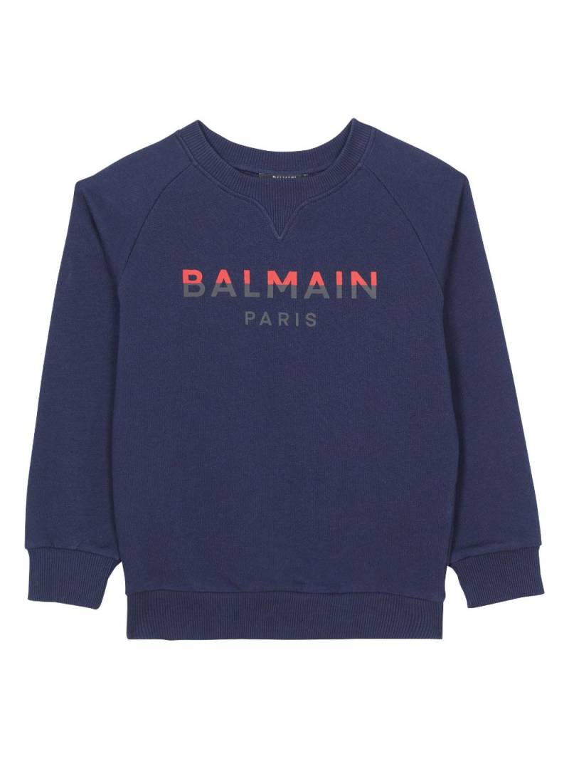 Balmain Kids logo-print cotton sweatshirt - Blue von Balmain Kids