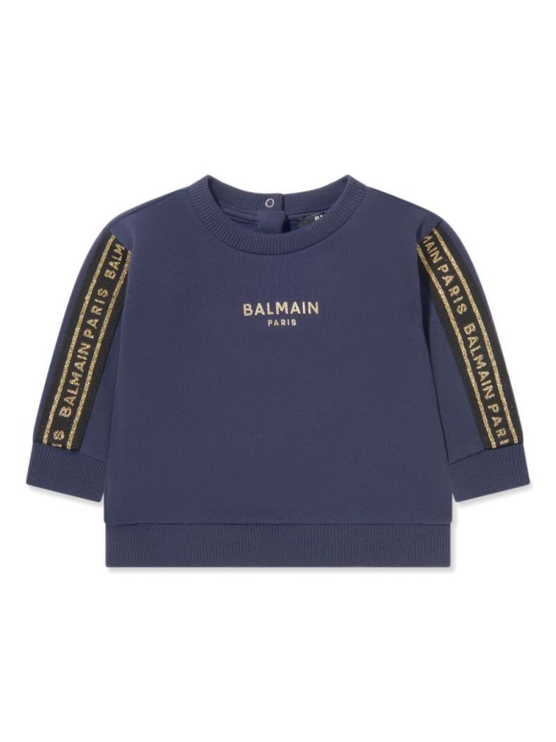 Balmain Kids logo-print cotton sweatshirt - Blue von Balmain Kids