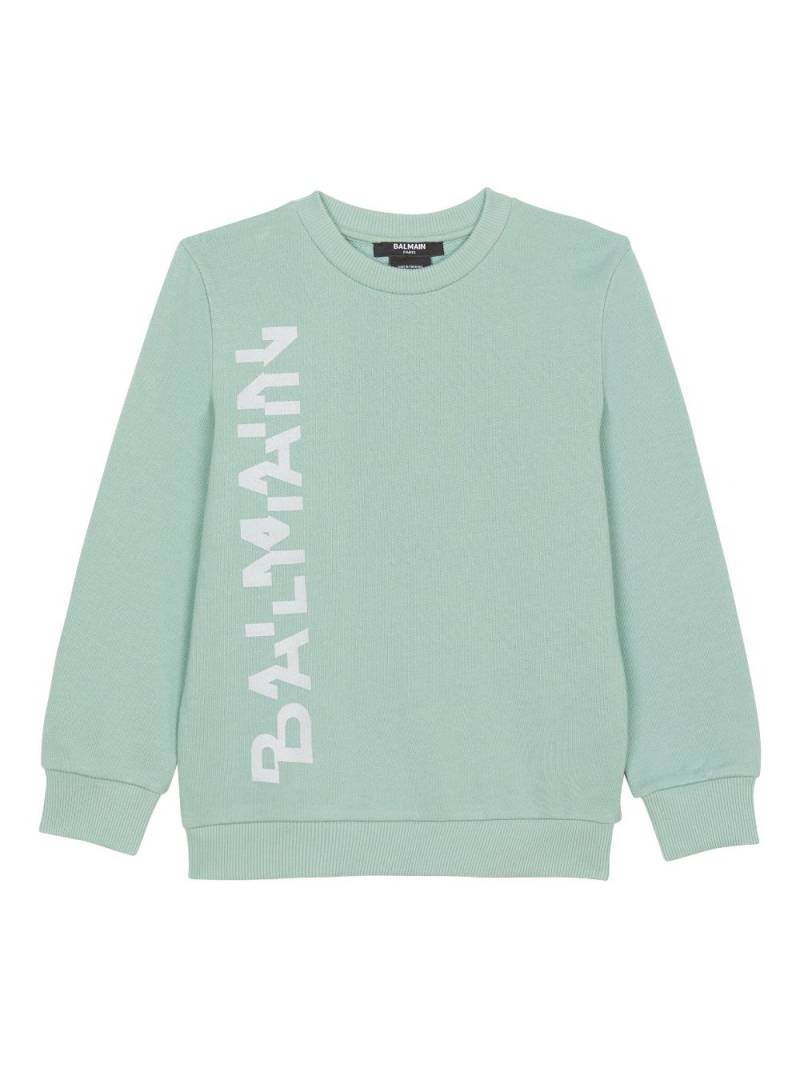 Balmain Kids logo-print cotton sweatshirt - Green von Balmain Kids