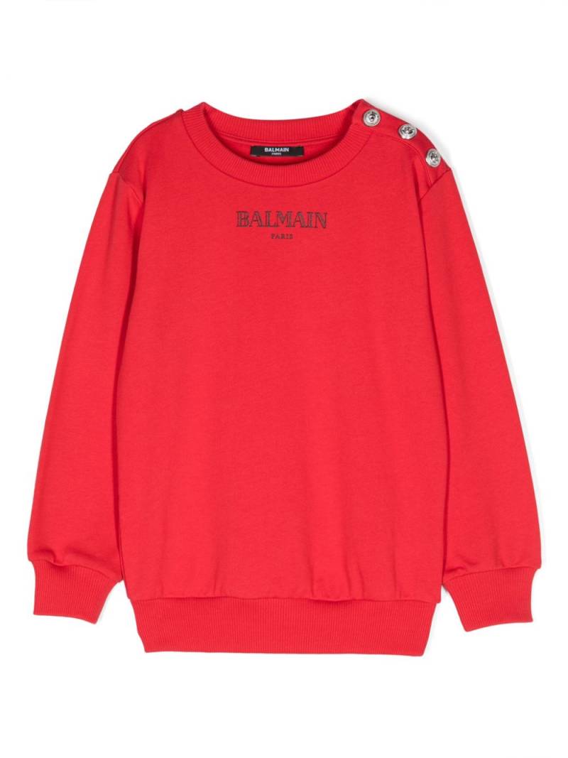 Balmain Kids logo-print cotton sweatshirt - Red von Balmain Kids