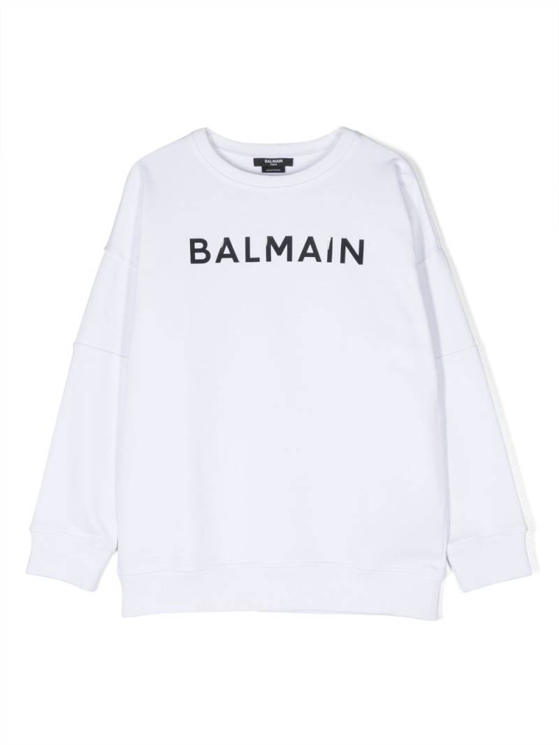 Balmain Kids logo-print cotton sweatshirt - White von Balmain Kids