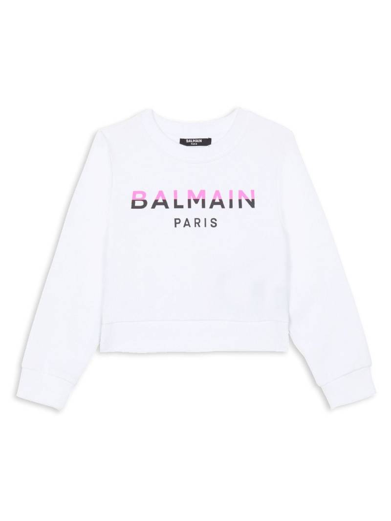 Balmain Kids logo-print cotton sweatshirt - White von Balmain Kids