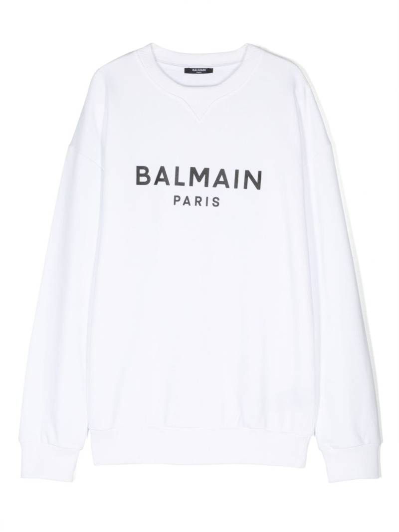 Balmain Kids logo-print cotton sweatshirt - White von Balmain Kids