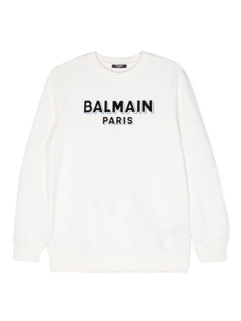 Balmain Kids logo-print cotton sweatshirt - White von Balmain Kids