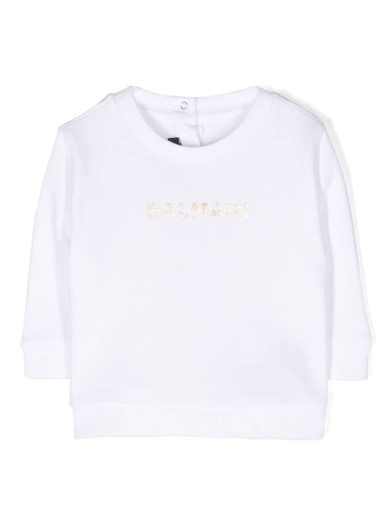 Balmain Kids logo-print cotton sweatshirt - White von Balmain Kids