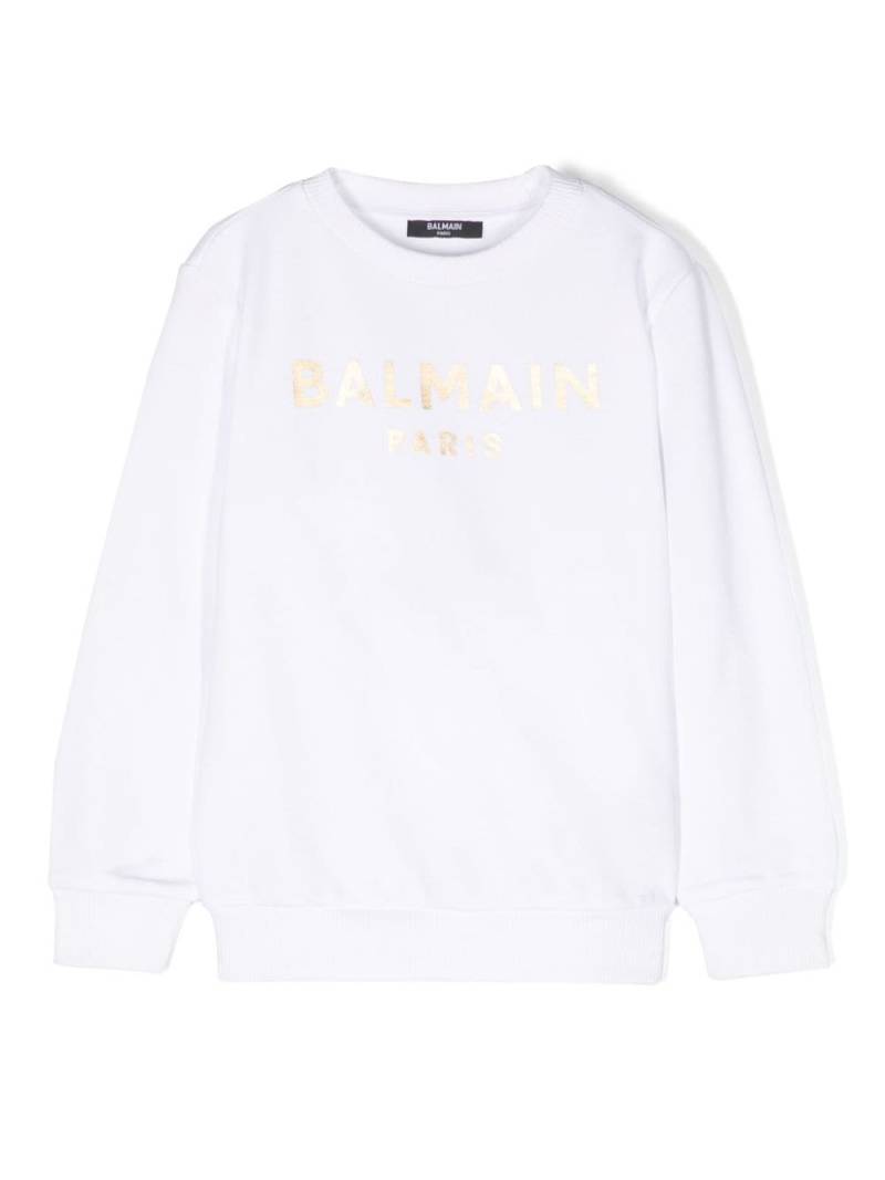 Balmain Kids logo-print cotton sweatshirt - White von Balmain Kids