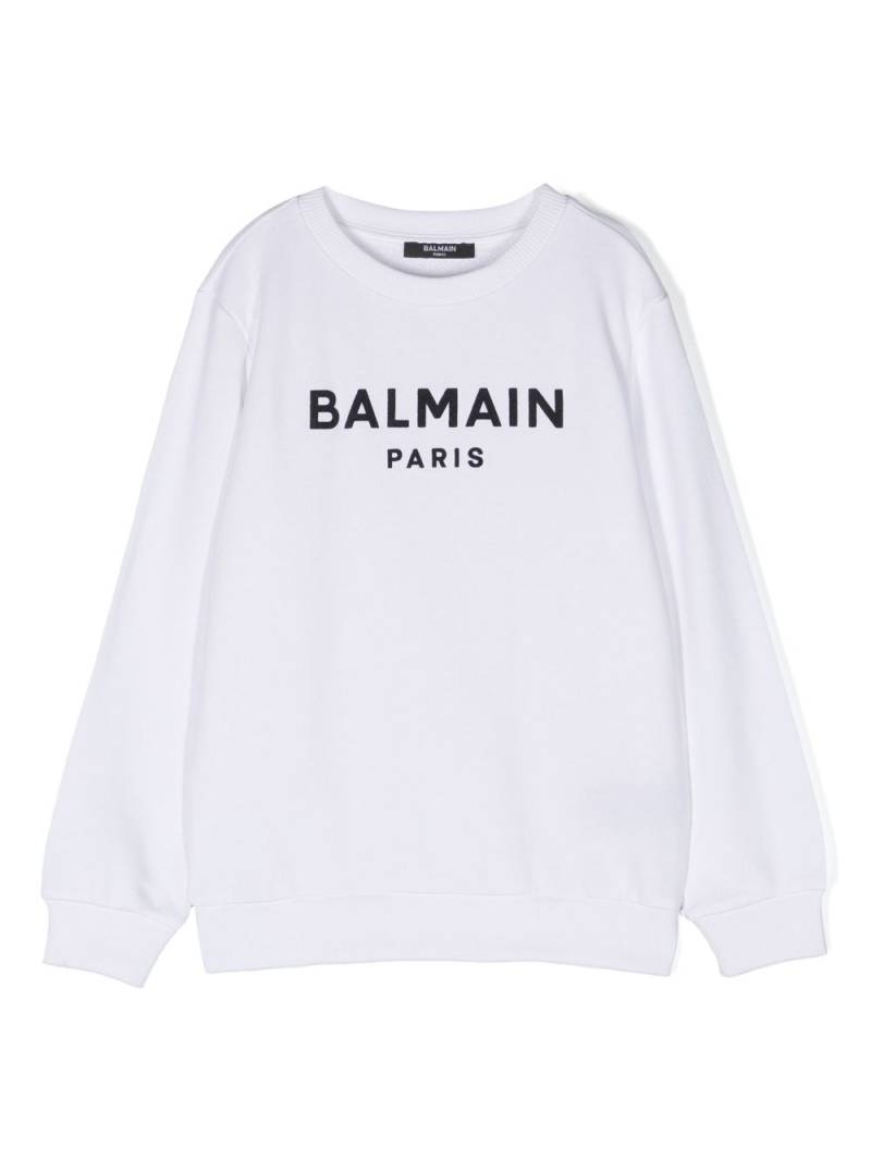 Balmain Kids logo-print cotton sweatshirt - White von Balmain Kids