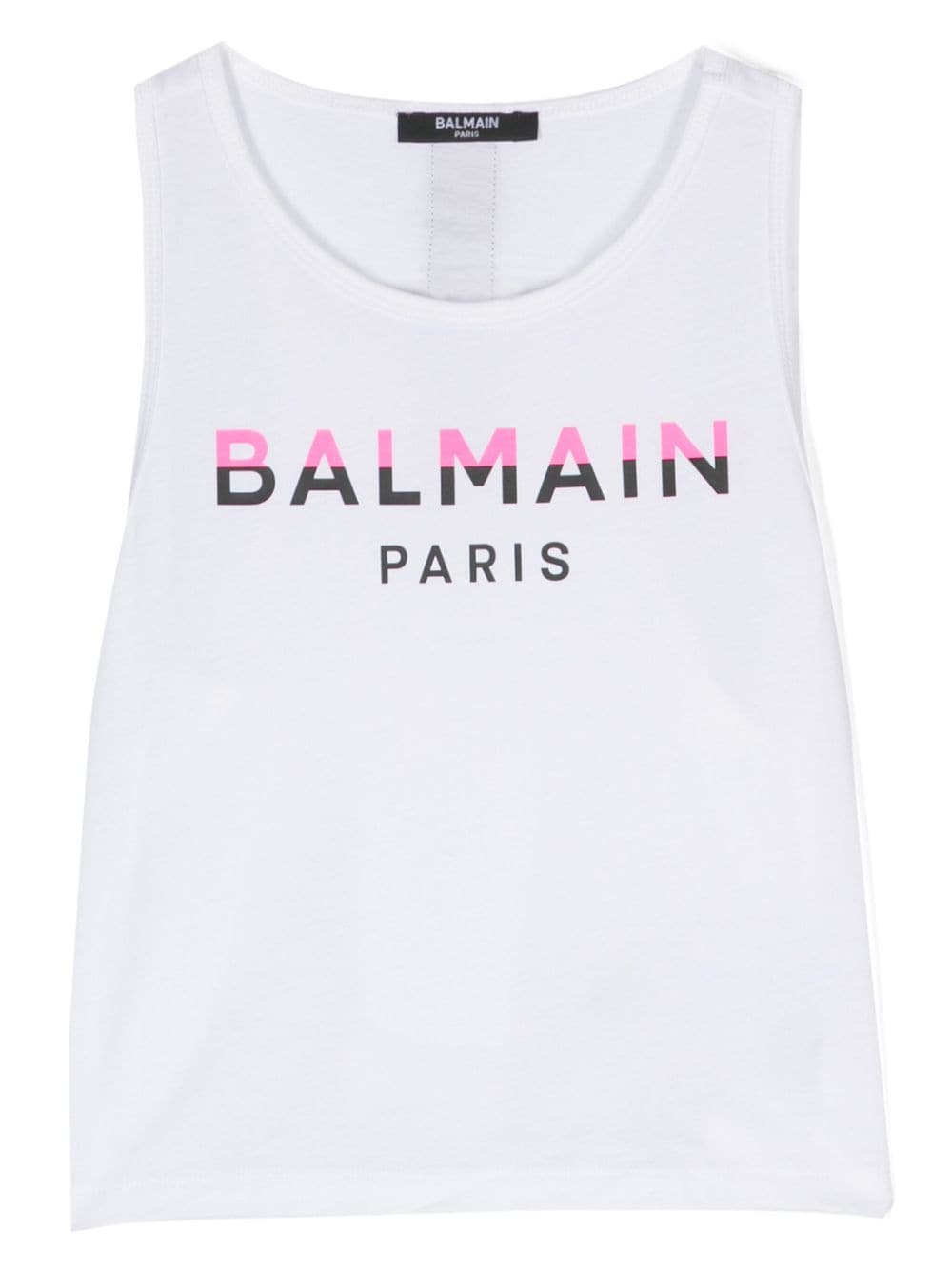 Balmain Kids logo-print cotton top - White von Balmain Kids