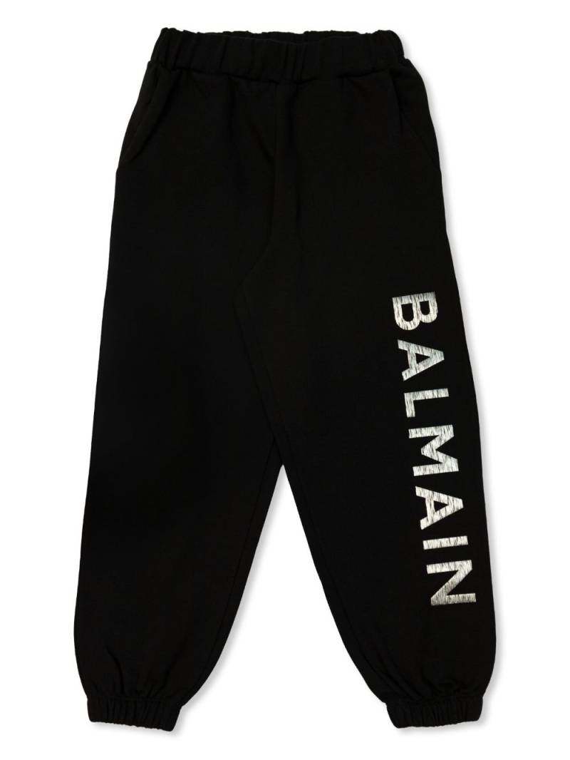 Balmain Kids logo-print cotton track pants - Black von Balmain Kids