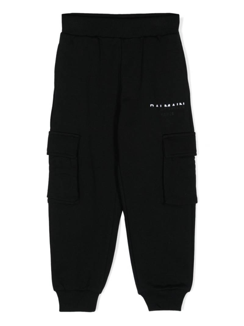 Balmain Kids logo-print cotton track pants - Black von Balmain Kids