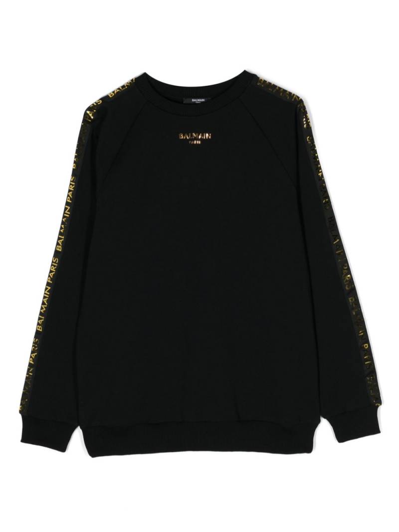 Balmain Kids logo-print crew-neck sweatshirt - Black von Balmain Kids