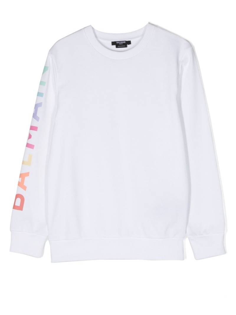 Balmain Kids logo-print crew-neck sweatshirt - White von Balmain Kids