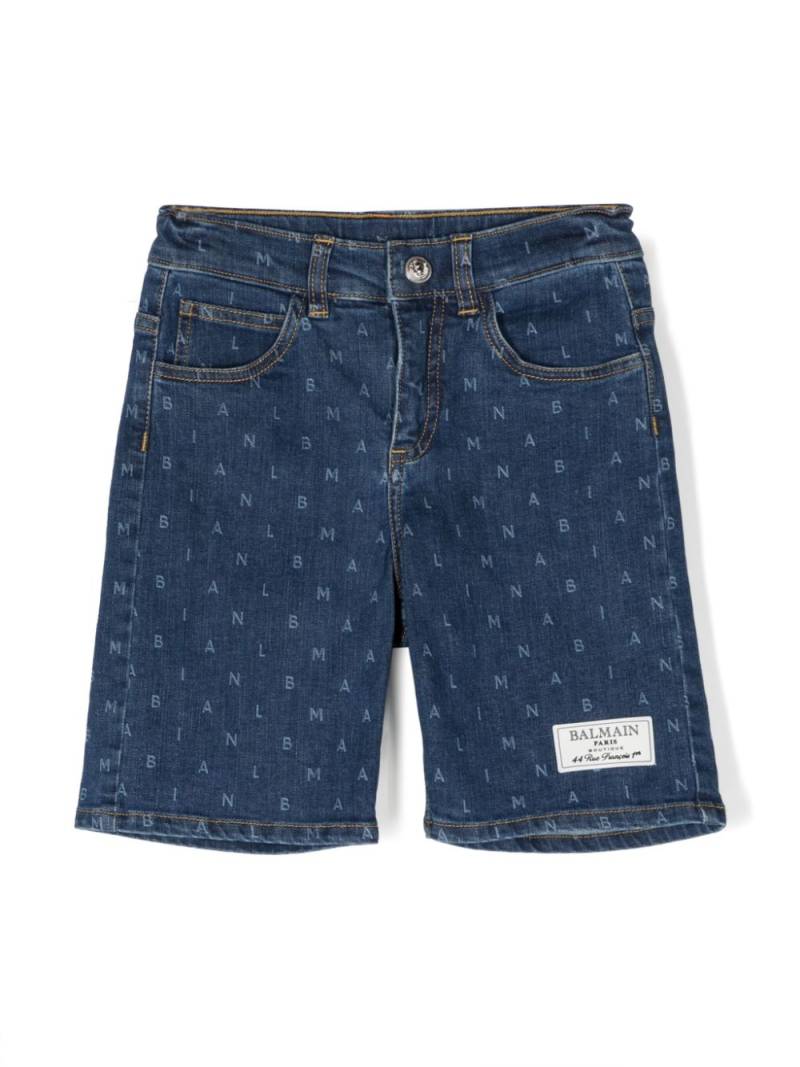 Balmain Kids logo-print denim shorts - Blue von Balmain Kids