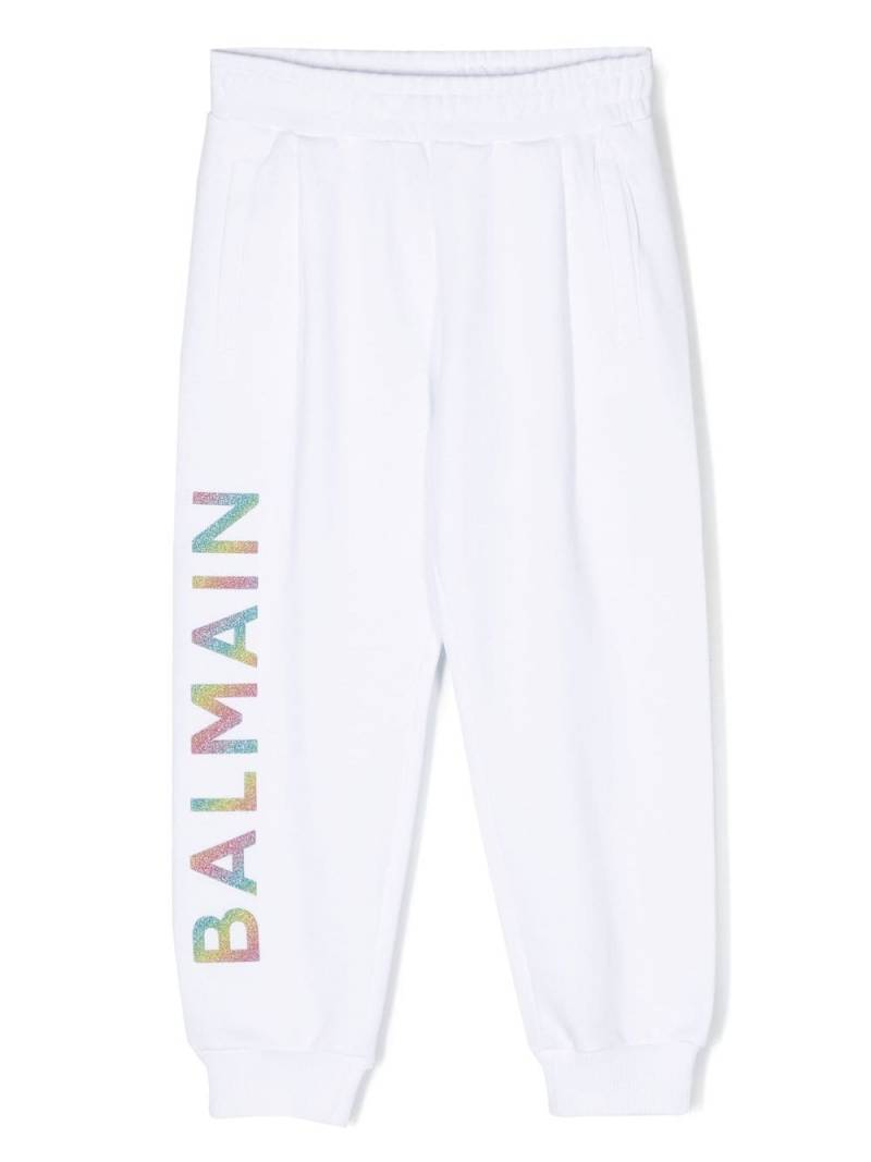 Balmain Kids logo-print elasticated tracks pants - White von Balmain Kids