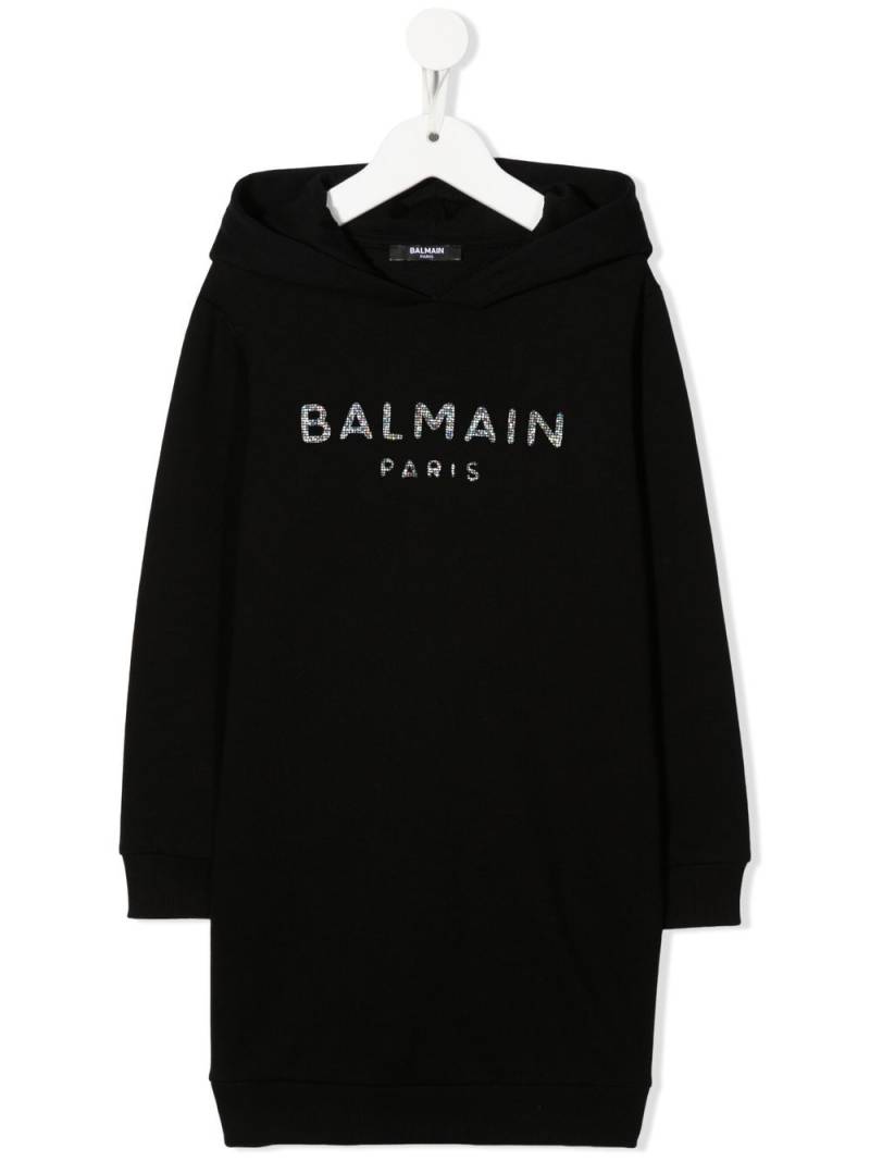 Balmain Kids logo print hoodie dress - Black von Balmain Kids