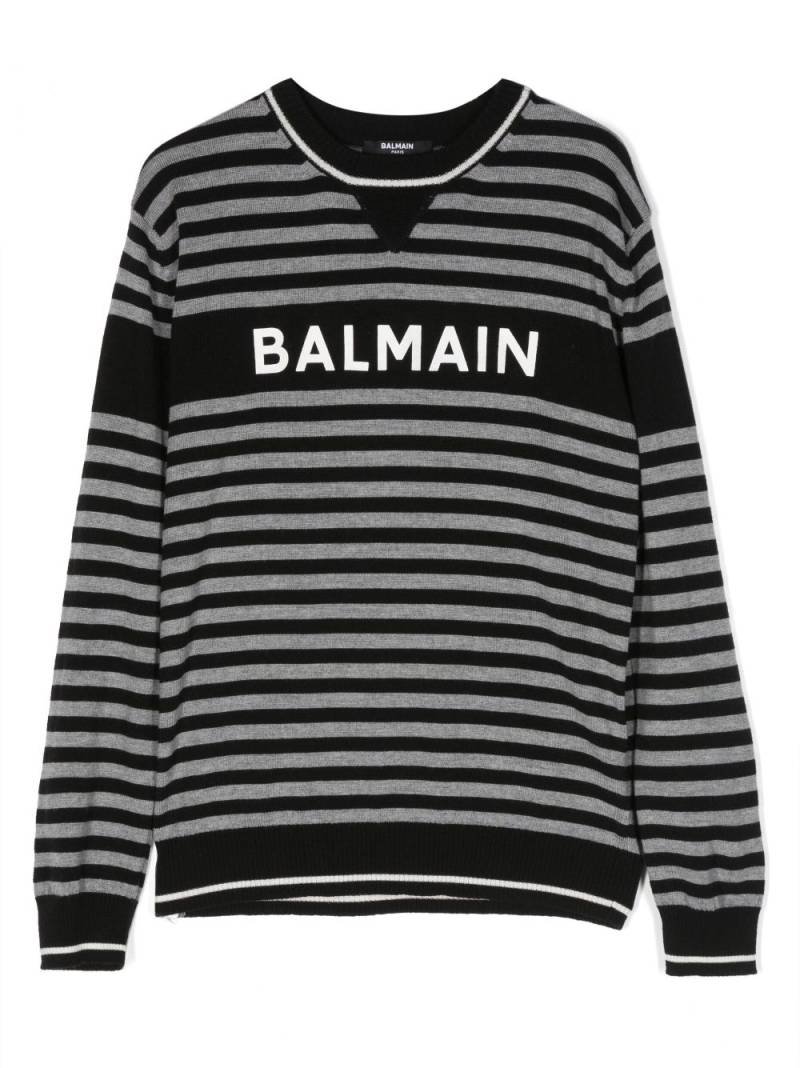 Balmain Kids logo-print knitted top - Black von Balmain Kids