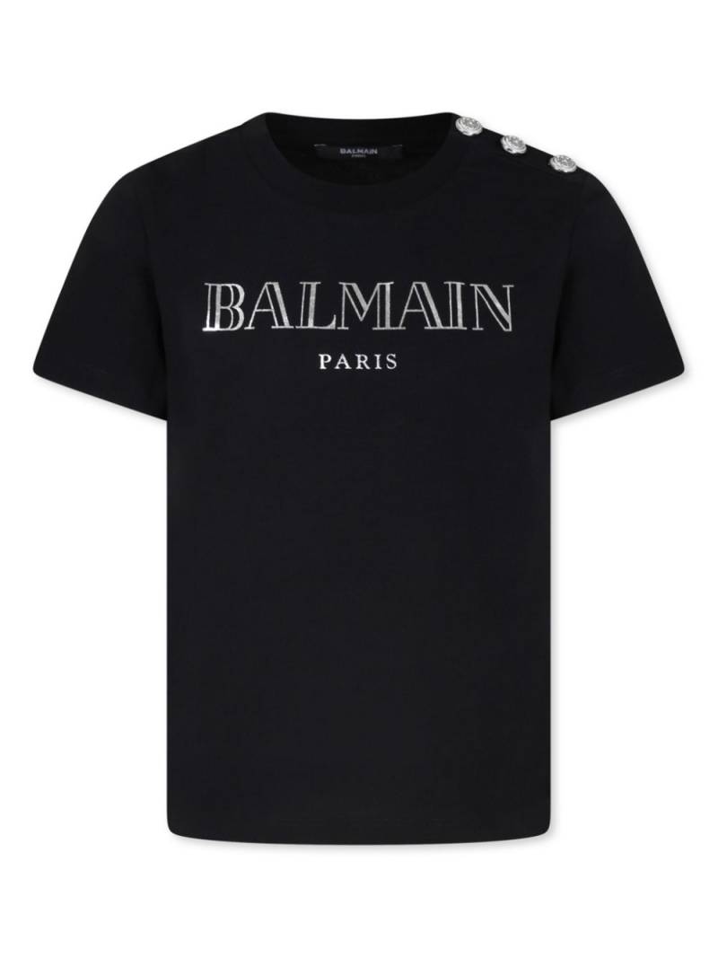 Balmain Kids logo-print organic-cotton T-shirt - Black von Balmain Kids