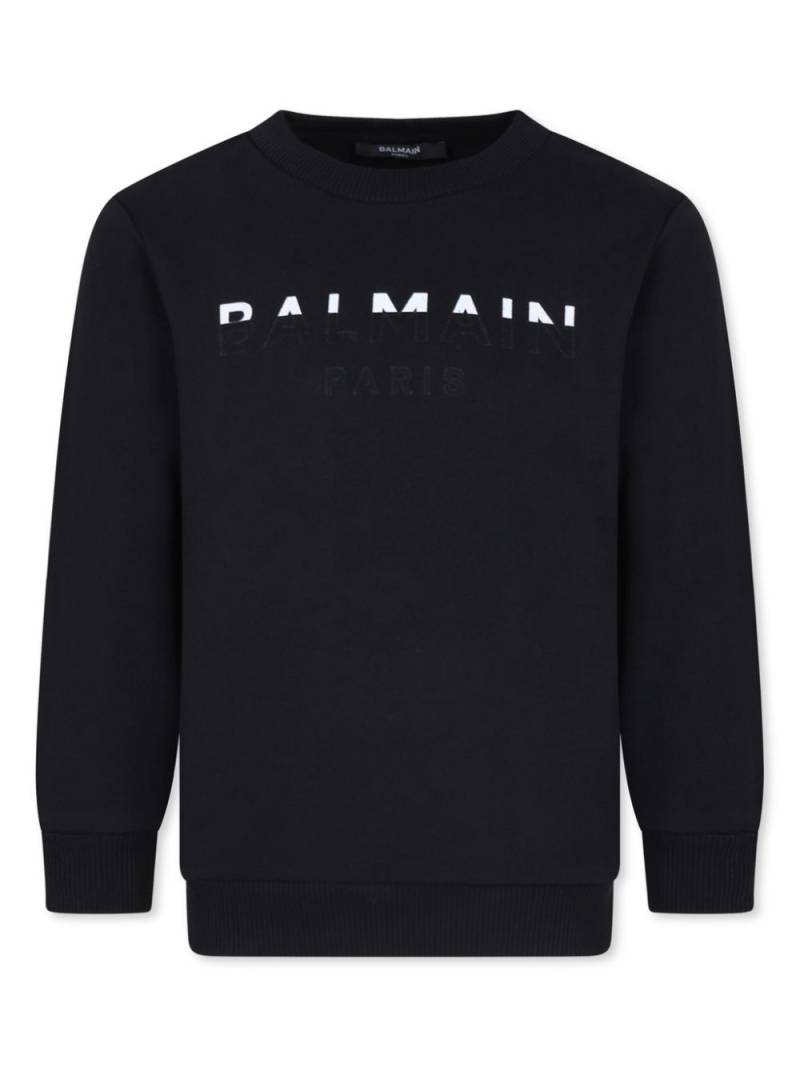 Balmain Kids logo-print organic cotton sweatshirt - Black von Balmain Kids