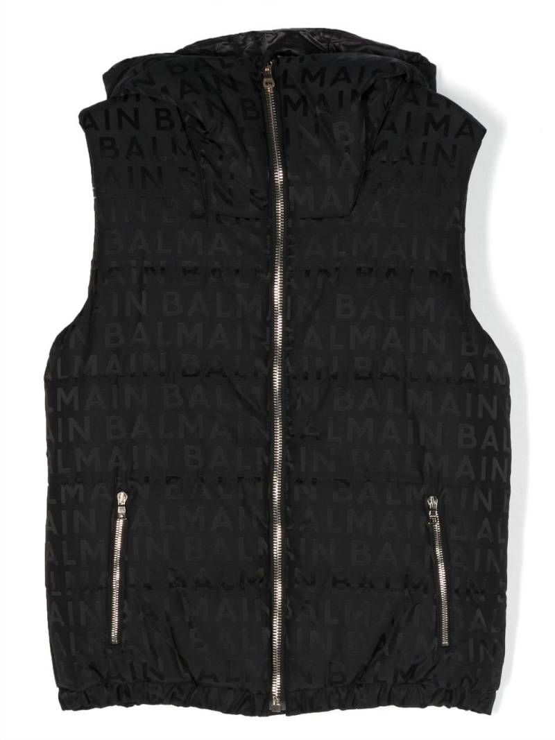 Balmain Kids logo-print padded gilet - Black von Balmain Kids