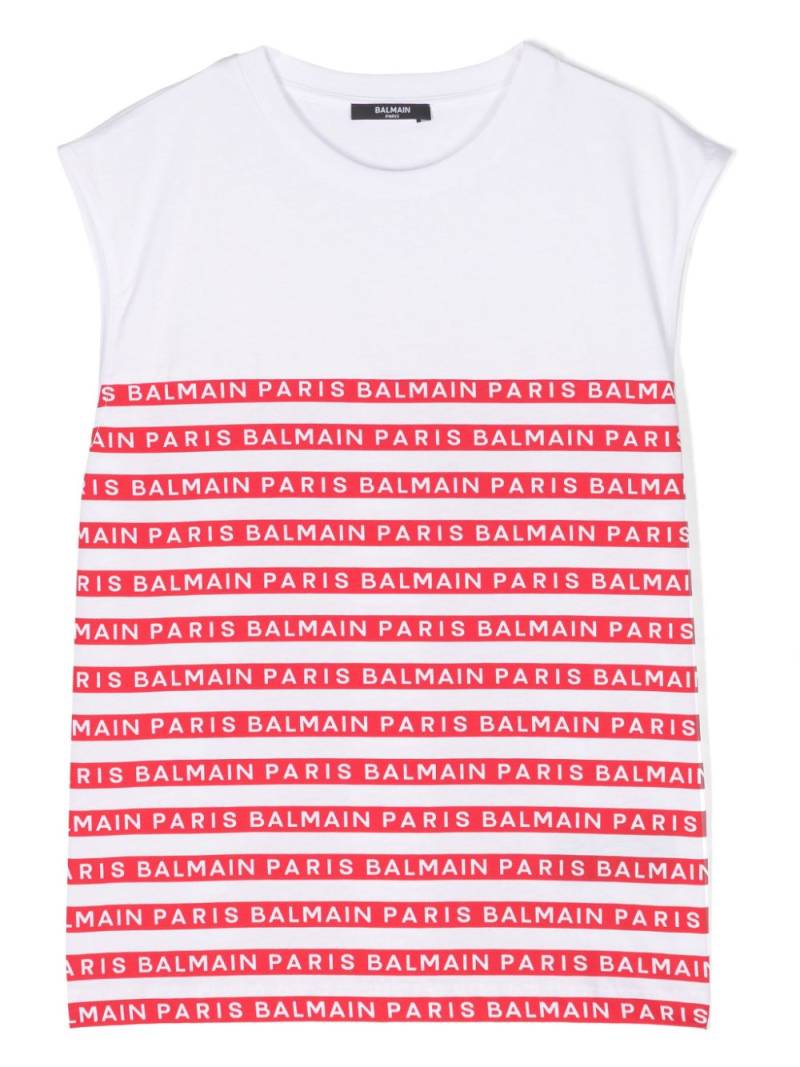 Balmain Kids logo-print sleeveless T-shirt - White von Balmain Kids