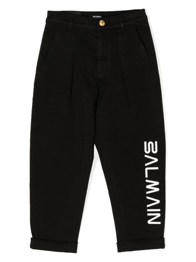 Balmain Kids logo-print straight-leg jeans - Black von Balmain Kids