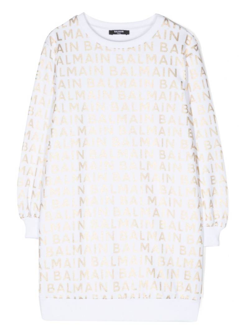 Balmain Kids logo-print sweatshirt dress - White von Balmain Kids