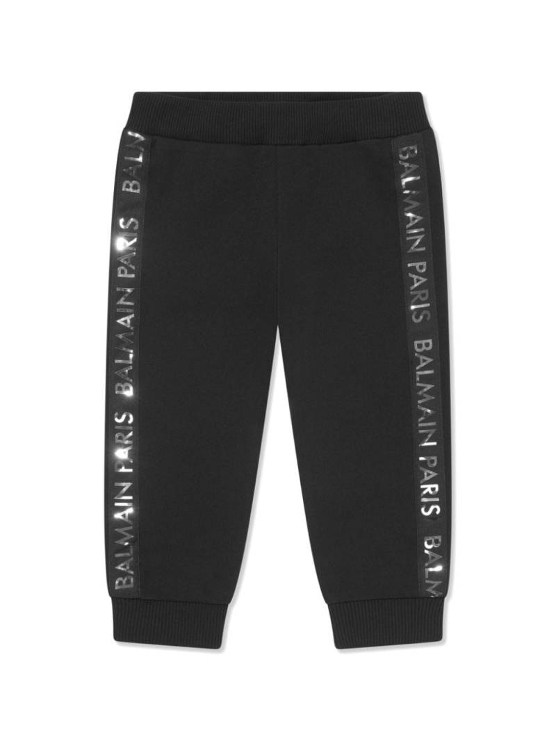 Balmain Kids logo-strap track pants - Black von Balmain Kids