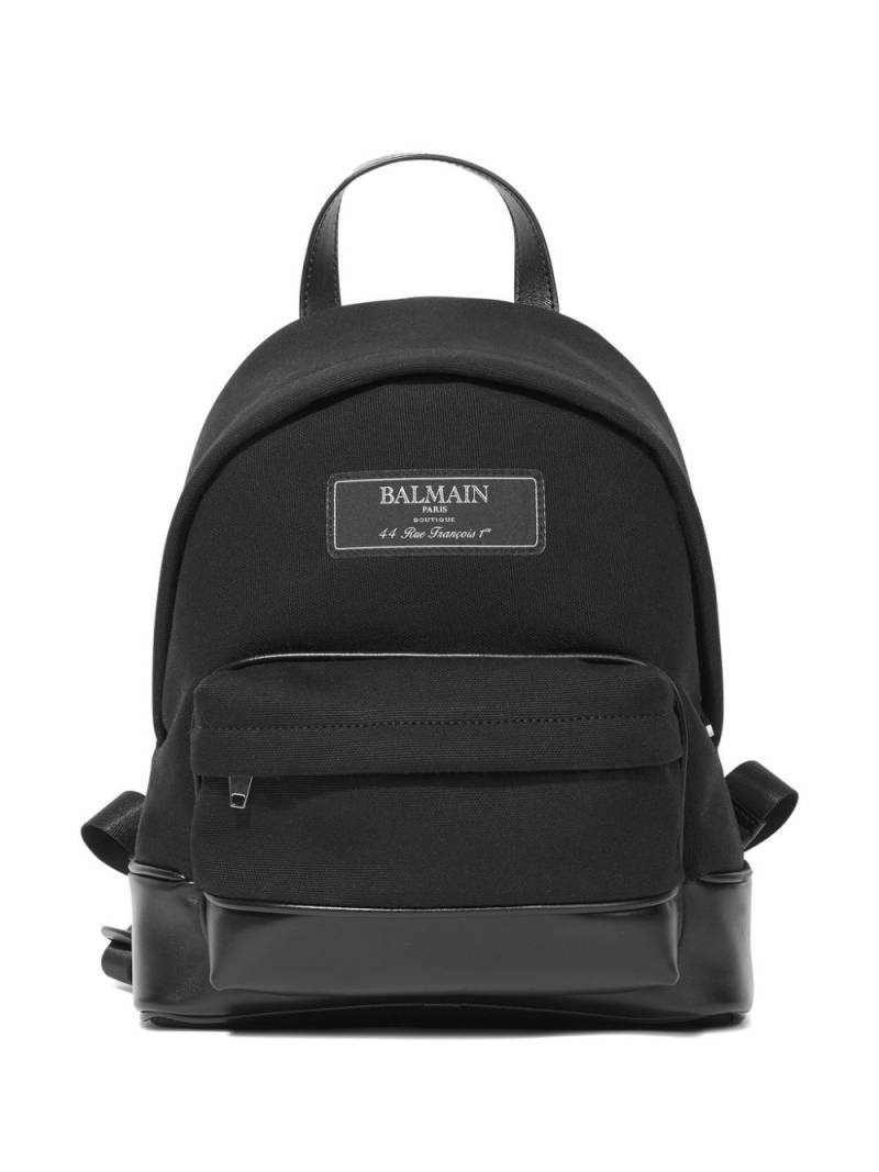 Balmain Kids logo-tag cotton backpack - Black von Balmain Kids