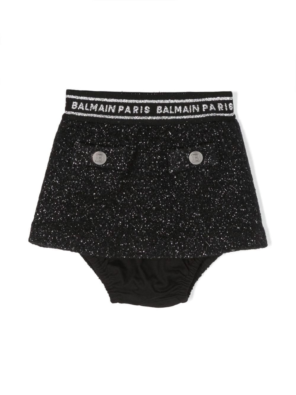 Balmain Kids logo-waistband wool-blend skirt - Black von Balmain Kids