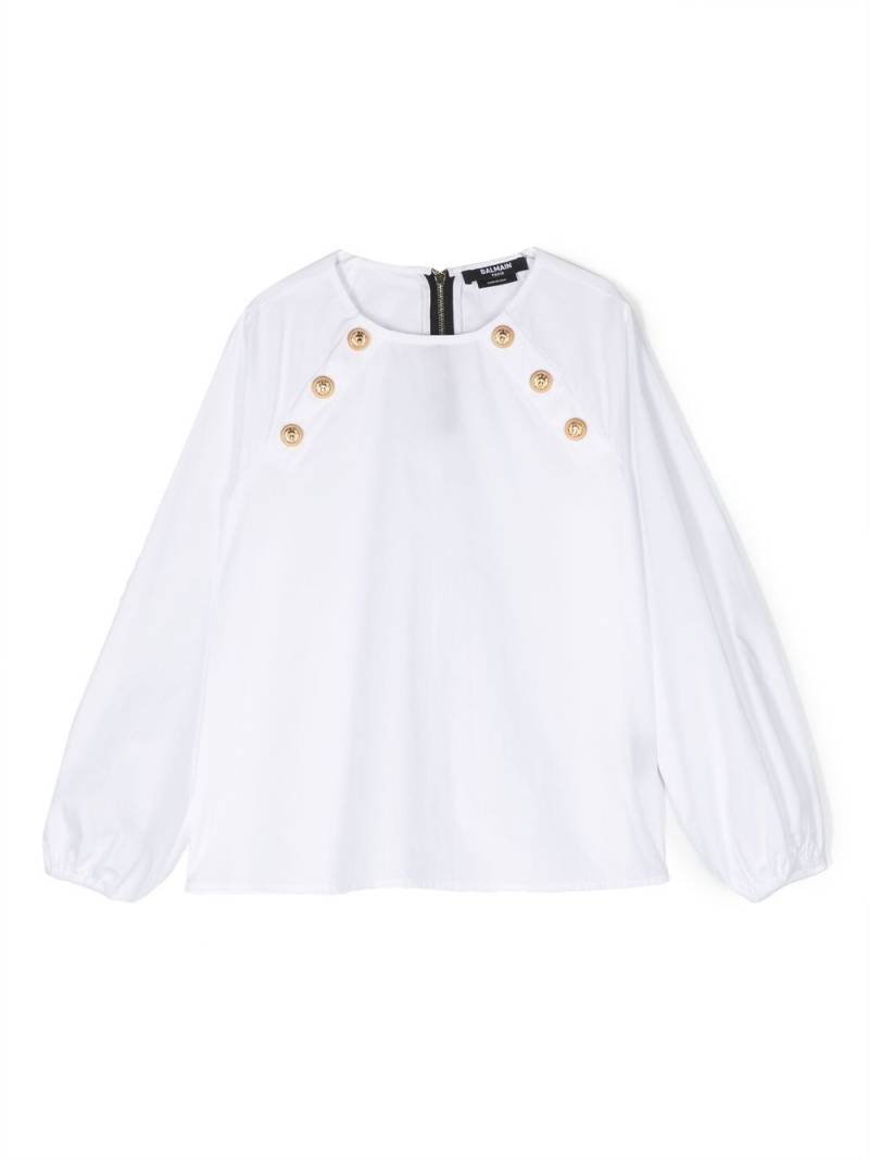 Balmain Kids long-sleeve cotton blouse - White von Balmain Kids