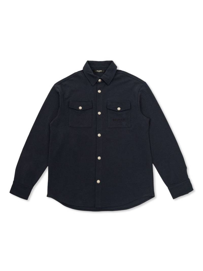 Balmain Kids long-sleeve cotton shirt - Blue von Balmain Kids