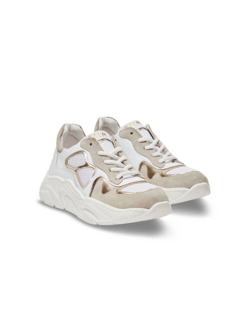 Balmain Kids metallic-effect leather sneakers - White von Balmain Kids