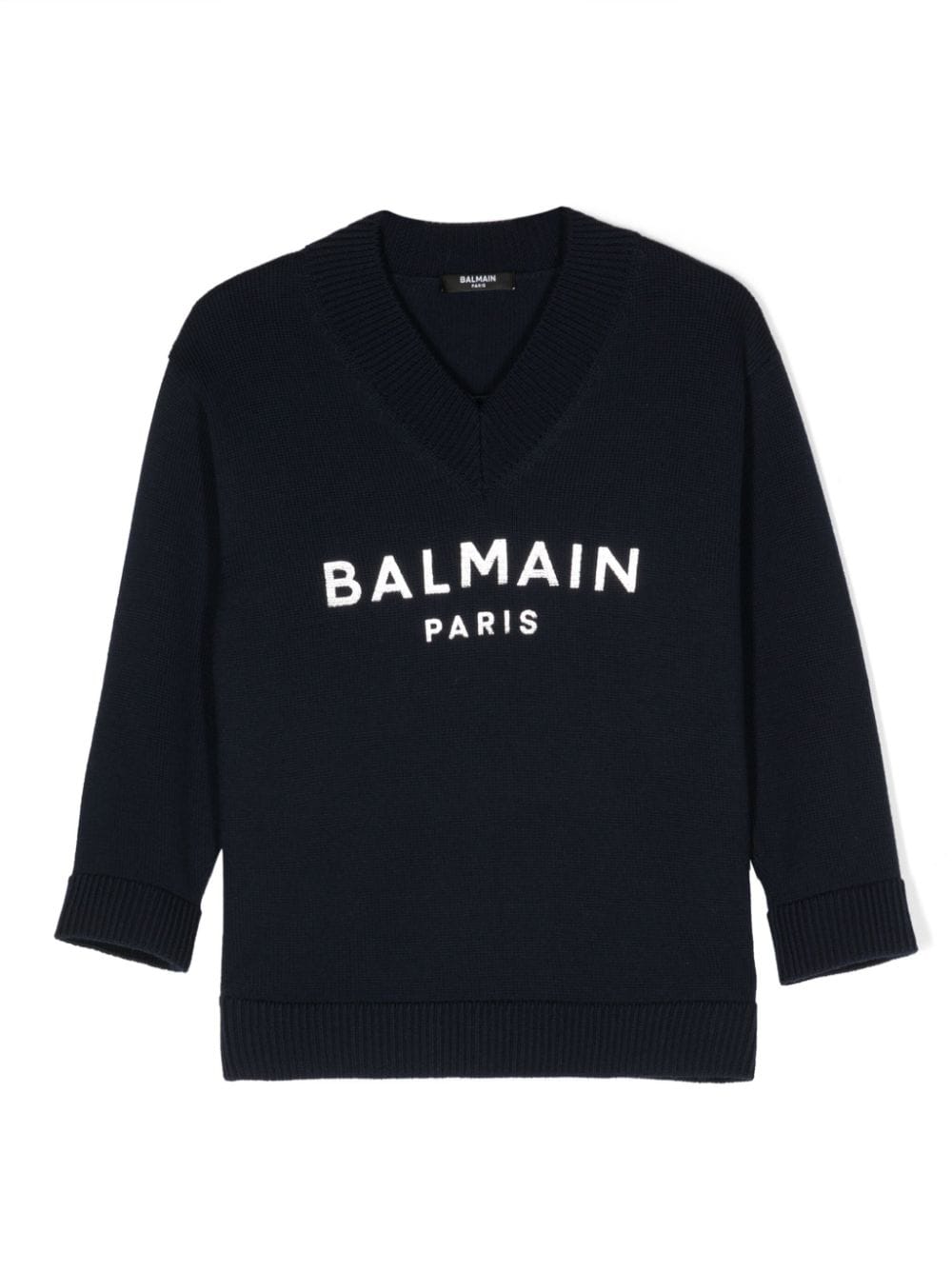 Balmain Kids metallic intarsia-logo jumper - Blue von Balmain Kids