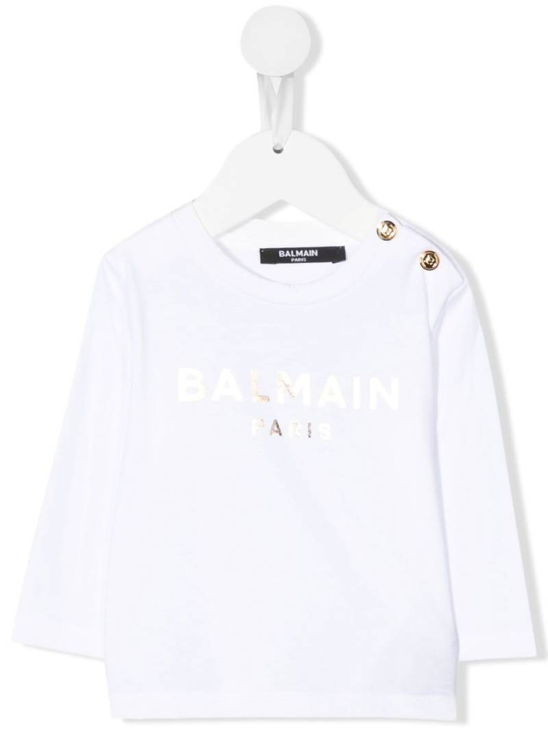 Balmain Kids metallic-logo long-sleeve T-shirt - White von Balmain Kids