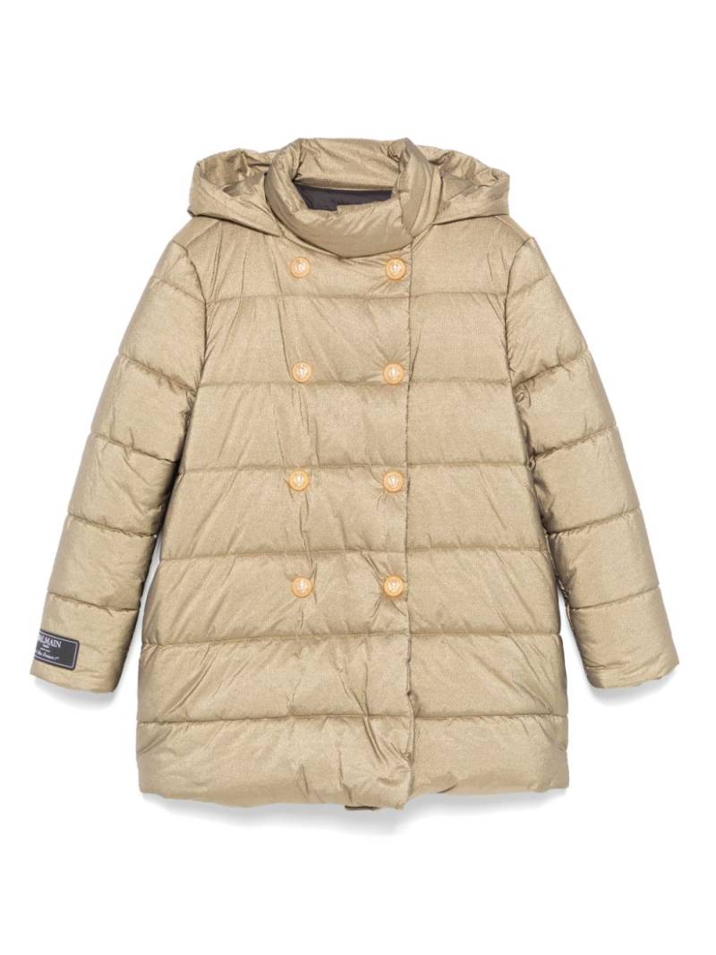 Balmain Kids metallic puffer jacket - Green von Balmain Kids