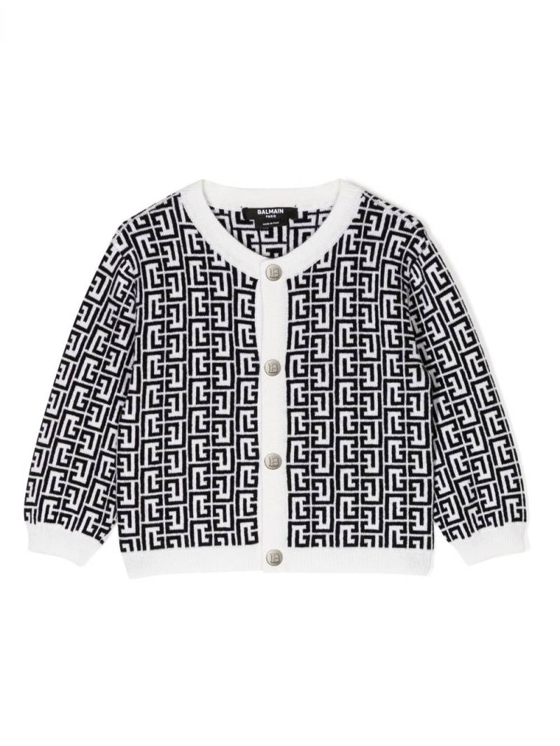 Balmain Kids monogram-pattern knitted cardigan - Black von Balmain Kids