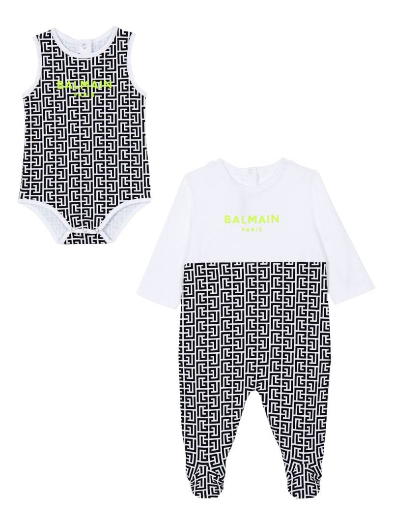 Balmain Kids monogram-print cotton pajamas and body (set of two) - Black von Balmain Kids