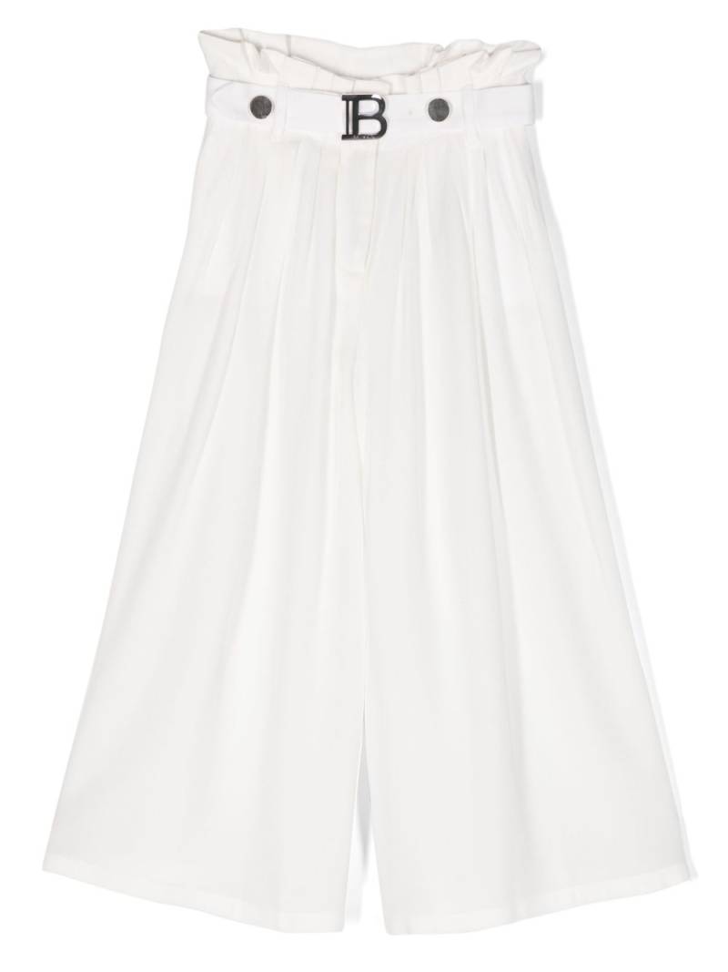 Balmain Kids paperbag-waist wide-leg trousers - White von Balmain Kids