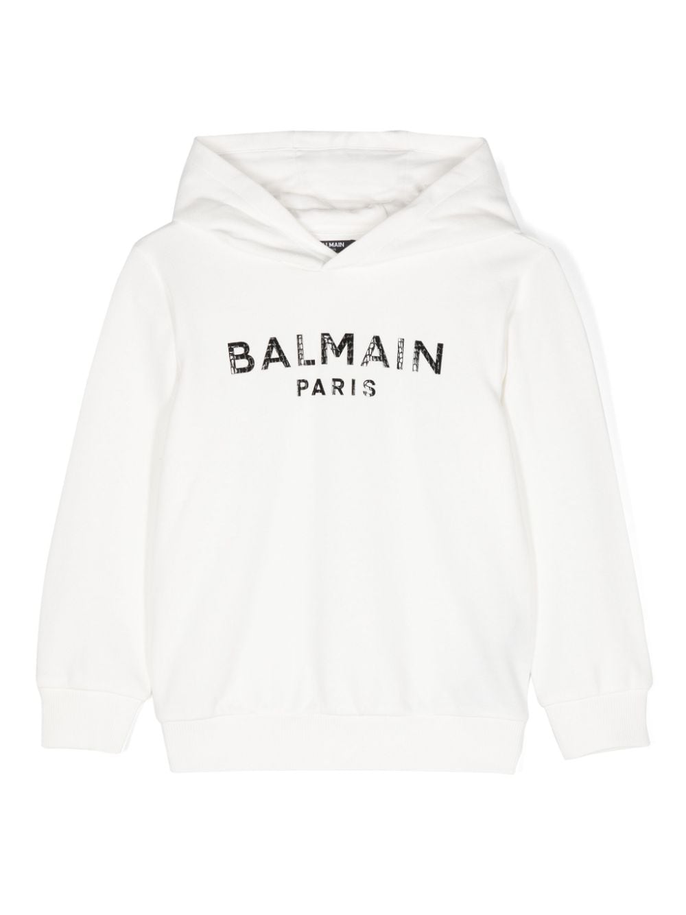 Balmain Kids patent logo-print hoodie - White von Balmain Kids