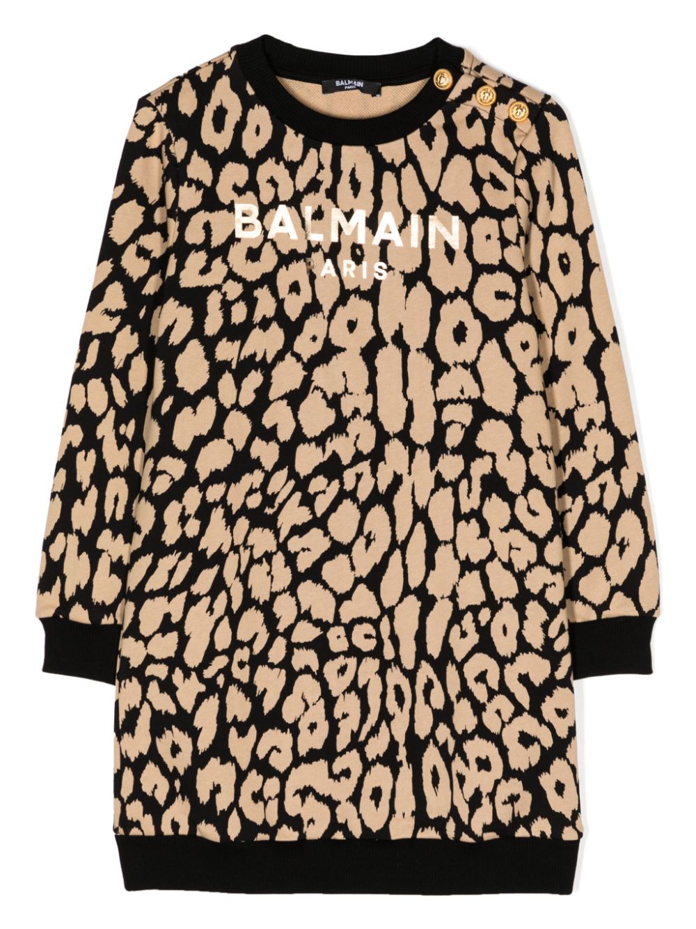 Balmain Kids patterned-intarsia logo-print dress - Brown von Balmain Kids