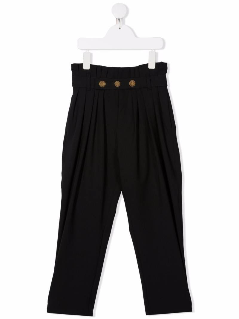 Balmain Kids pleat-detail belted trousers - Black von Balmain Kids