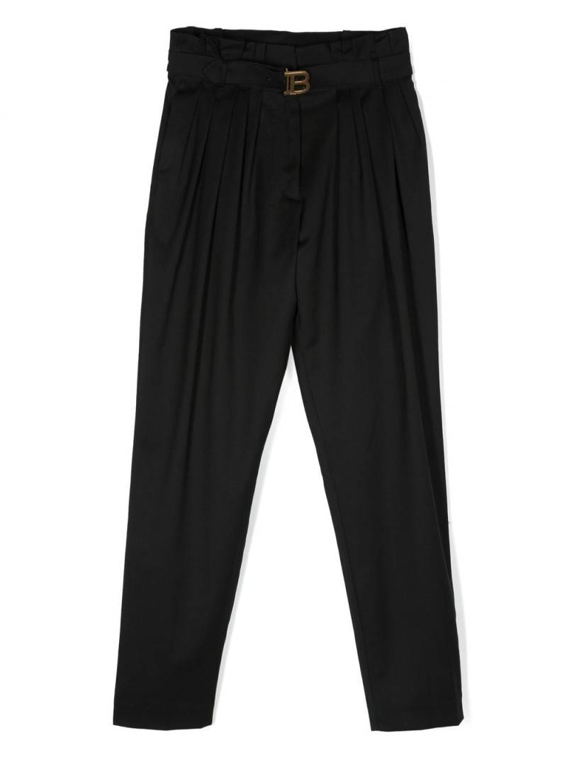 Balmain Kids pleat-detail wool trousers - Black von Balmain Kids