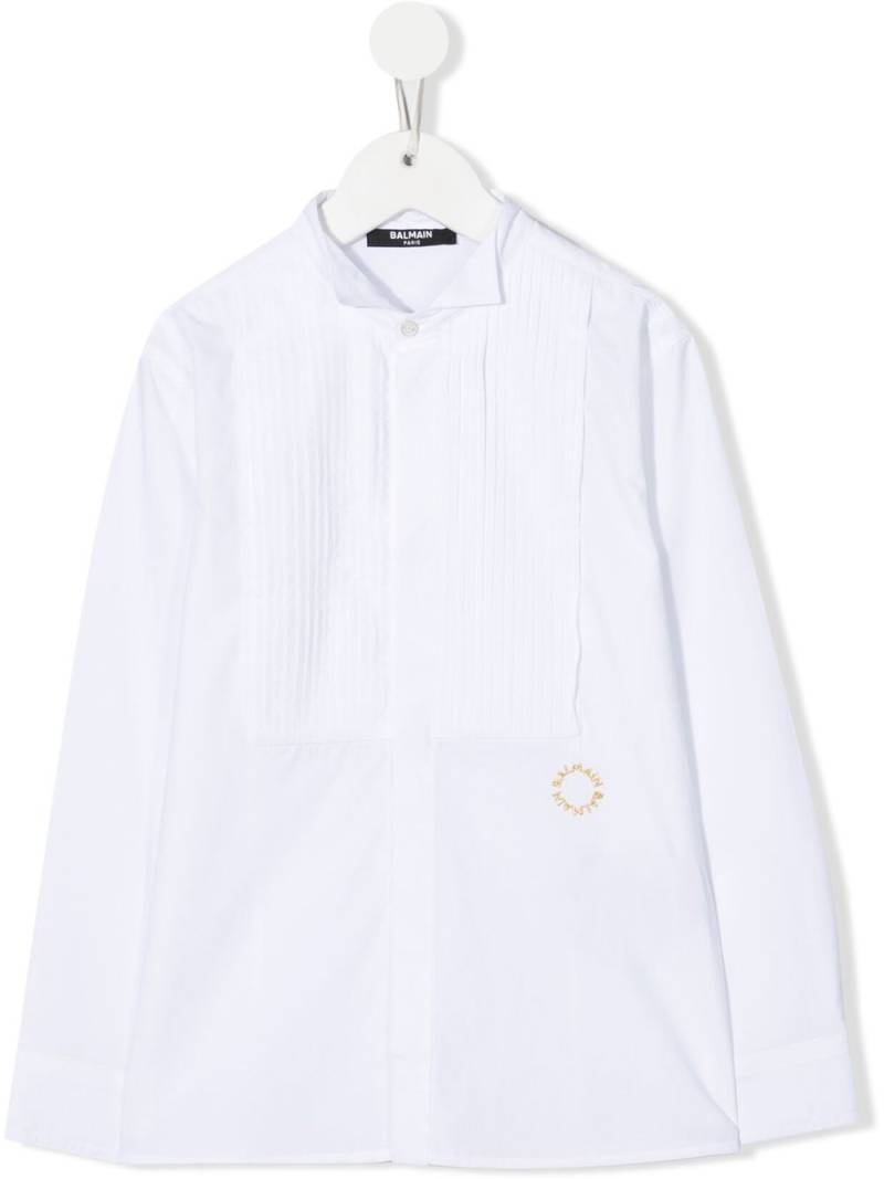 Balmain Kids pleated bib-front tuxedo shirt - White von Balmain Kids