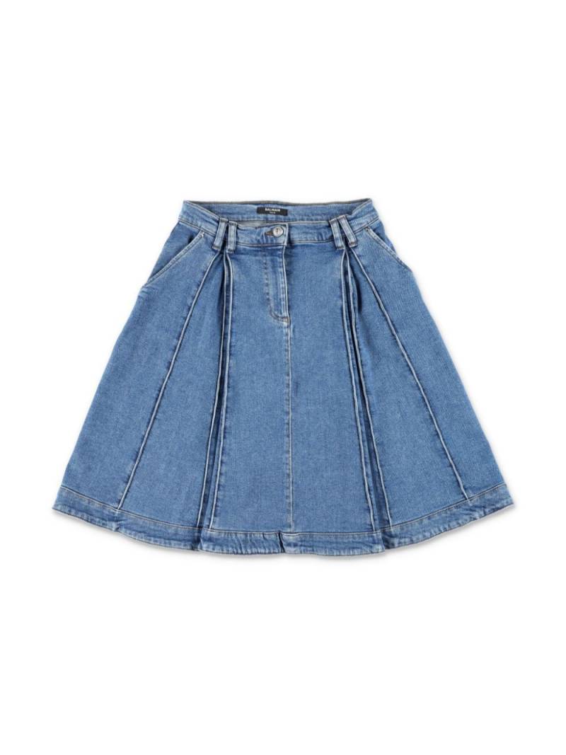 Balmain Kids pleated denim skirt - Blue von Balmain Kids