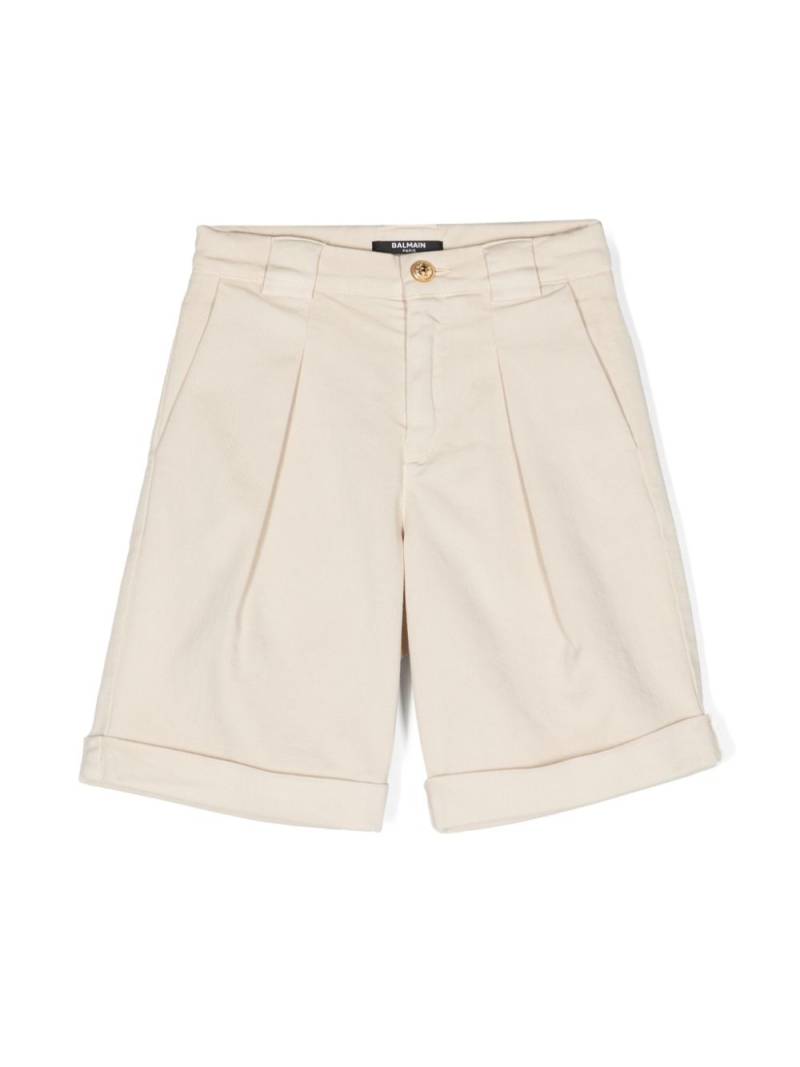 Balmain Kids pleated twill tailored shorts - Neutrals von Balmain Kids