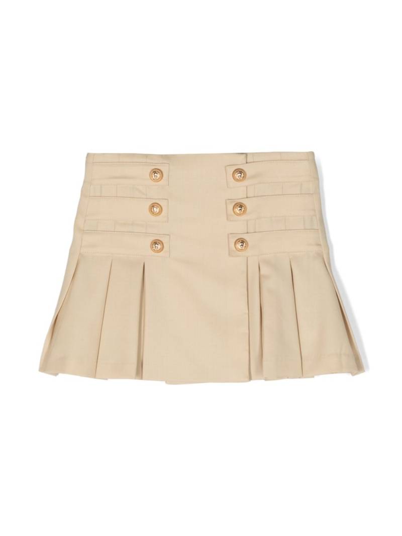 Balmain Kids pleated virgin wool wrap skirt - Neutrals von Balmain Kids